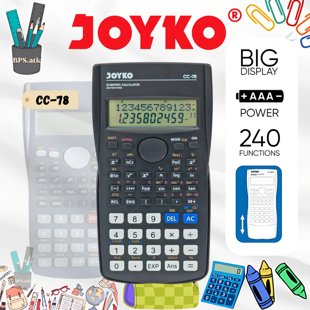 

JOYKO Calculator / Scientific Kalkulator Ilmiah CC-78 240 Functions Kalkulator Sekolah / Kerja