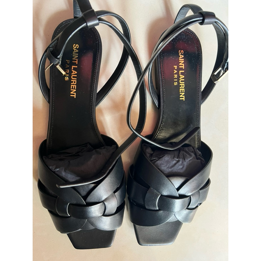 ysl saint Laurent Tribute leather sandal black hitam ukuran 37 1/2 EU