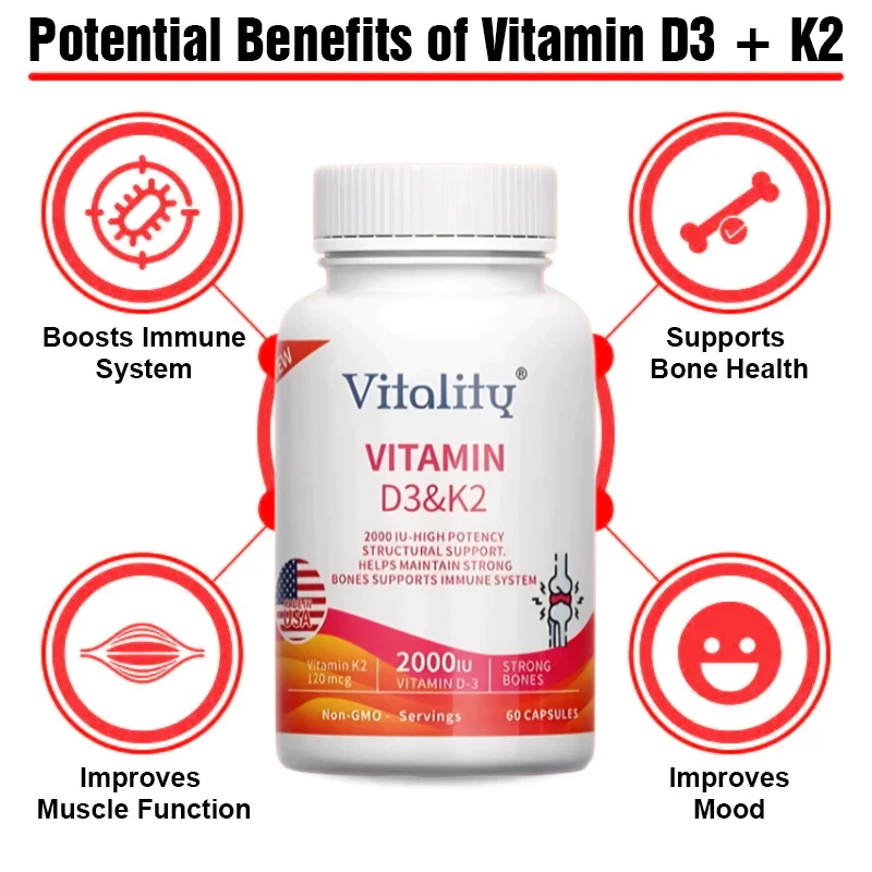 Vitamin d3 / VITAMIN D3 K2 2000IU/Mendukung Kesehatan Jantung & Tulang Unisex