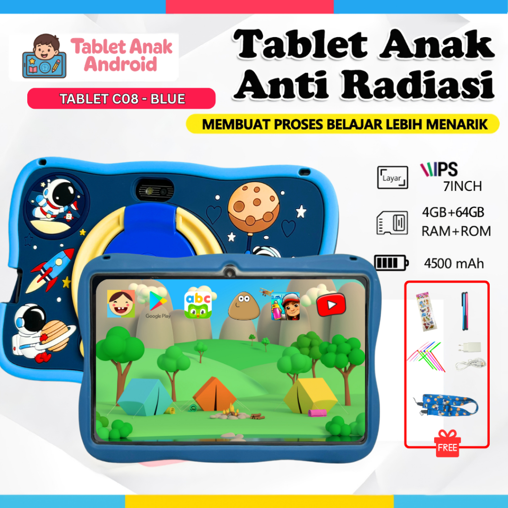 TABLET ANAK ANDROID Untuk Belajar C08 / Tablet Android Belajar Anak / Layar Sentuh 8 Inch Wifi Only