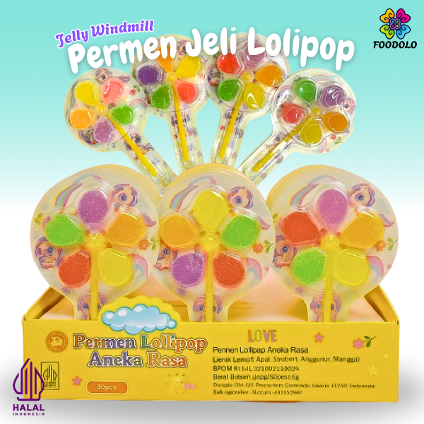 

Permen Jeli Lollipop Gummy Kincir Aneka Rasa Buah BPOM Halal Food Makanan Cemilan Candy Snack