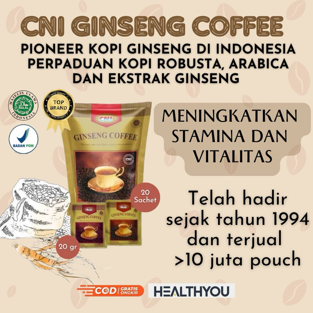 

CNI Ginseng Coffee Perpaduan antara Kopi Robusta, Arabica , dan Ekstrak Ginseng