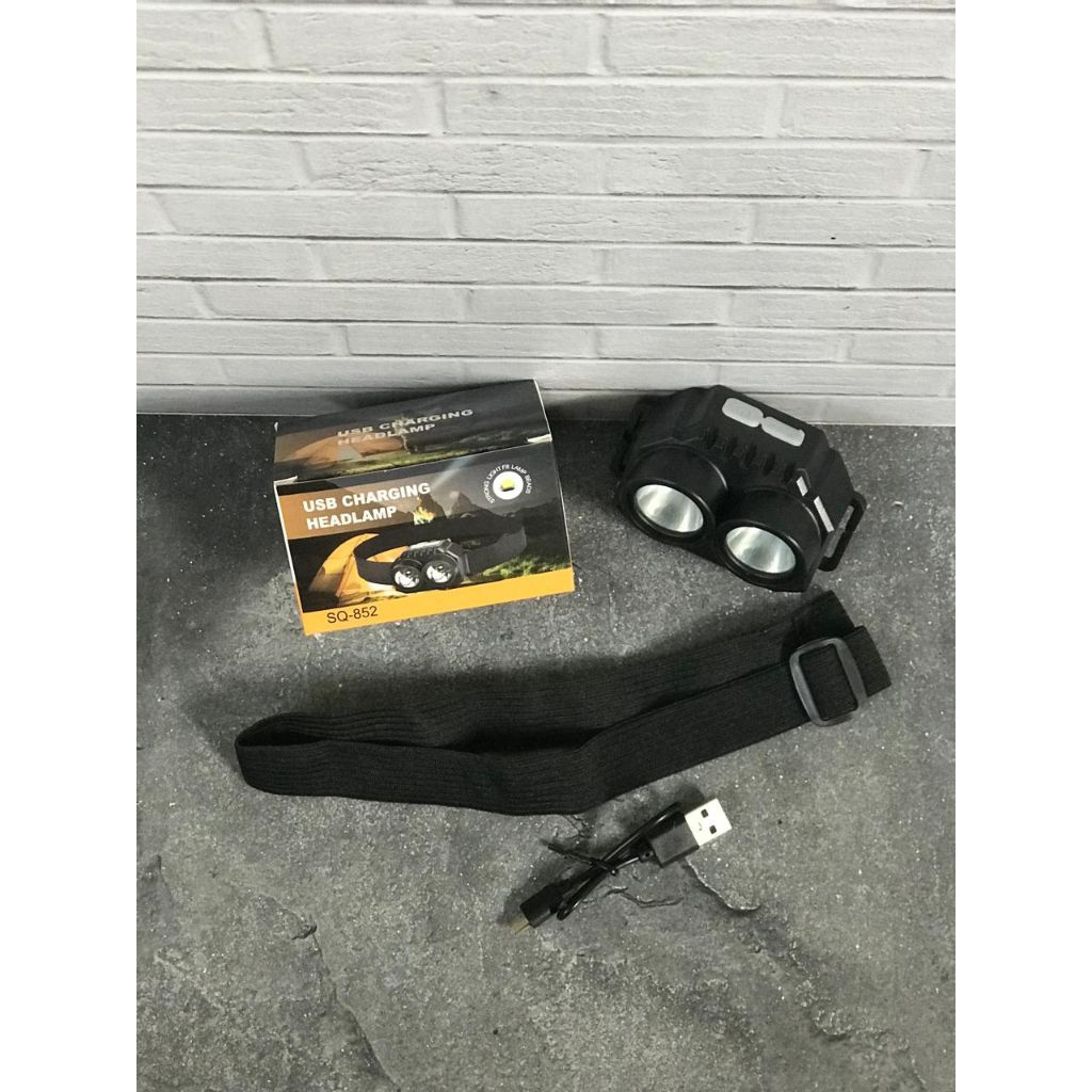 senter kepala 2 lampu 2warna charger