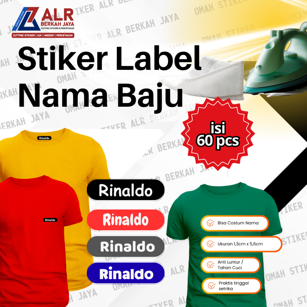 

OMAH STIKER - STIKER LABEL BAJU CUSTOM NAMA ANAK DTF isi 60 pcs