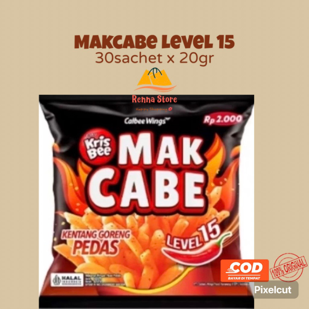 

30sachet MAKCABE Level 15 20gr Kentang Goreng Pedas Makanan Ringan
