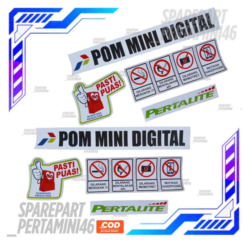 Stiker Set 1 Nozzle Pertalite Pom Mini Pertamini Digital