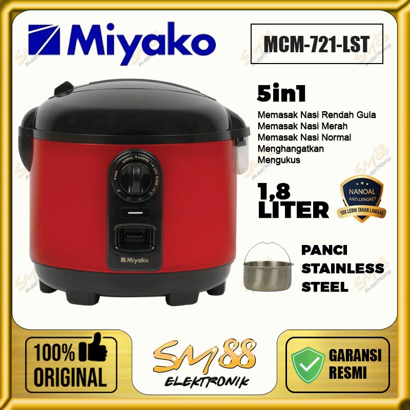 MIYAKO MCM-721-LST Rice Cooker Low Sugar Low Carbo 1,8 Liter 5in1 Rendah Gula