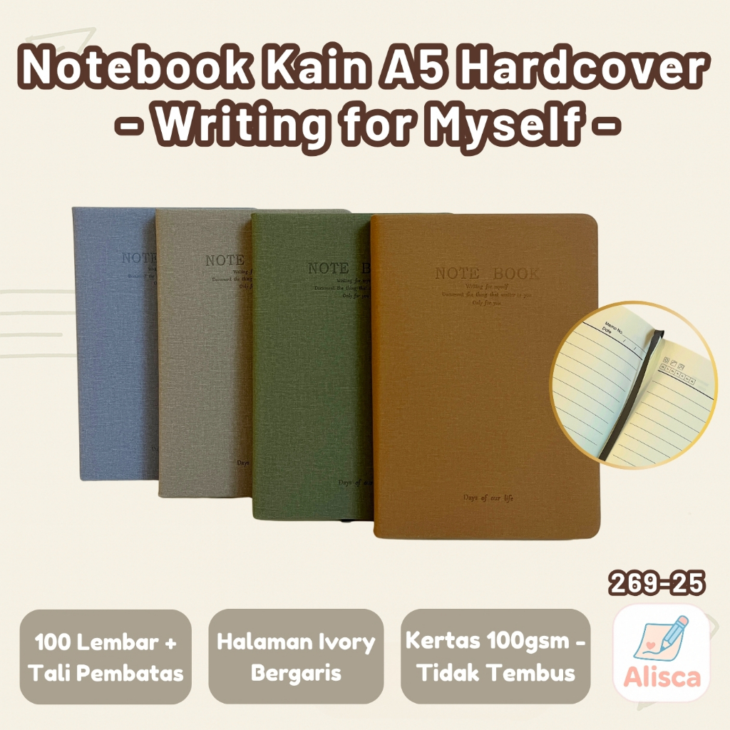 

Agenda Kain A5 Hardcover Dicai 269-25 – Notebook Journaling 100 Lembar | Writing for Myself - Alisca