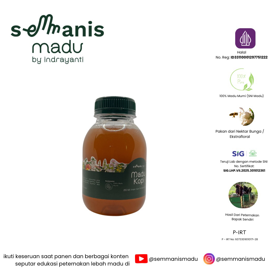 

Madu Murni Raw Honey Nektar Bunga Kopi Single Origin Temanggung, Jawa Tengah 130 ml 250 ml 500 mlg