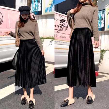Rok Plisket Bludru Premium Import 7/8