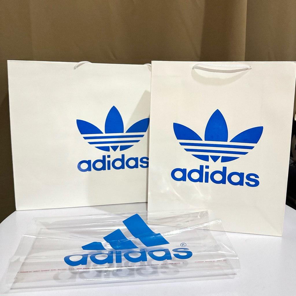

Paper Bag Adidas Putih Biru Pembungkus Kado ( READY STOCK JKT )