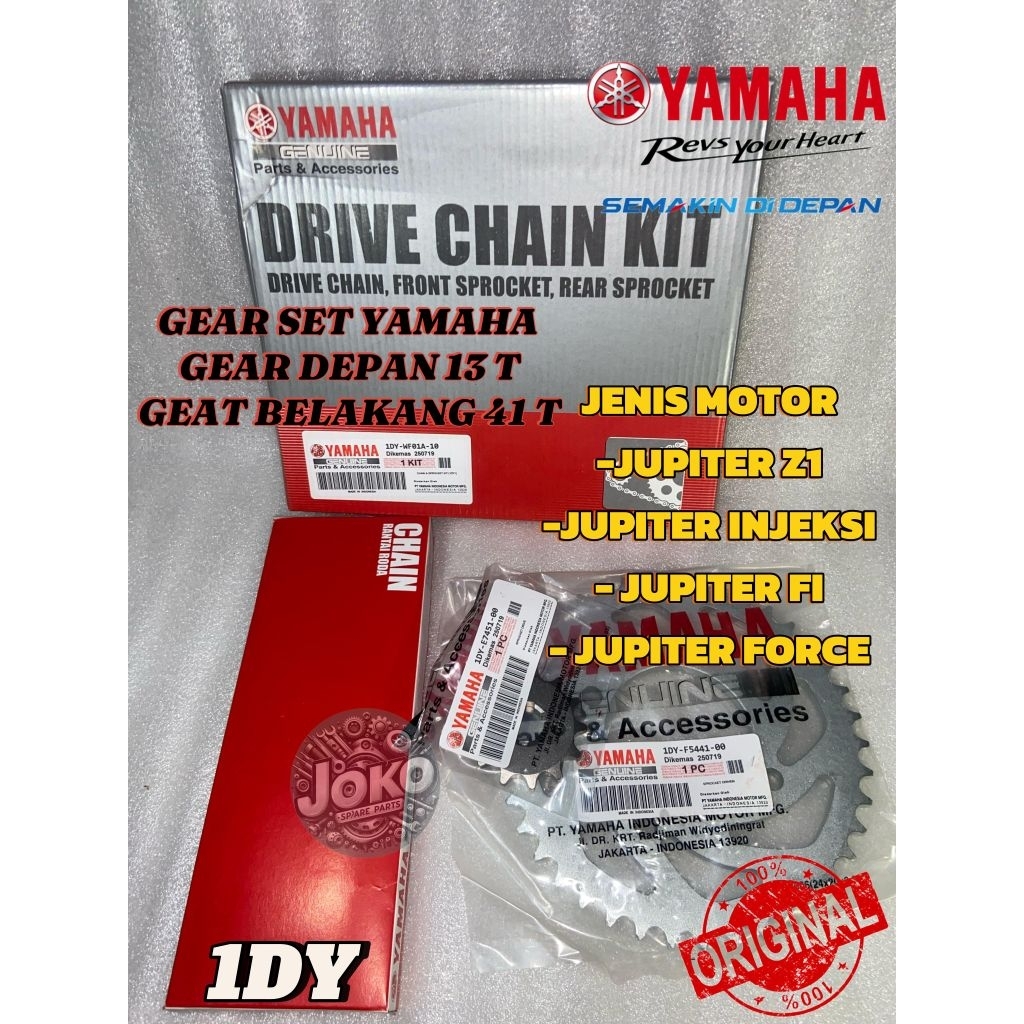 GEAR SET RANTAI ORIGINAL YAMAHA JUPITER Z1, JUPITER Z INJEKSI, JUPITER Z, JUPITER FORCE 1DY GEAR SET