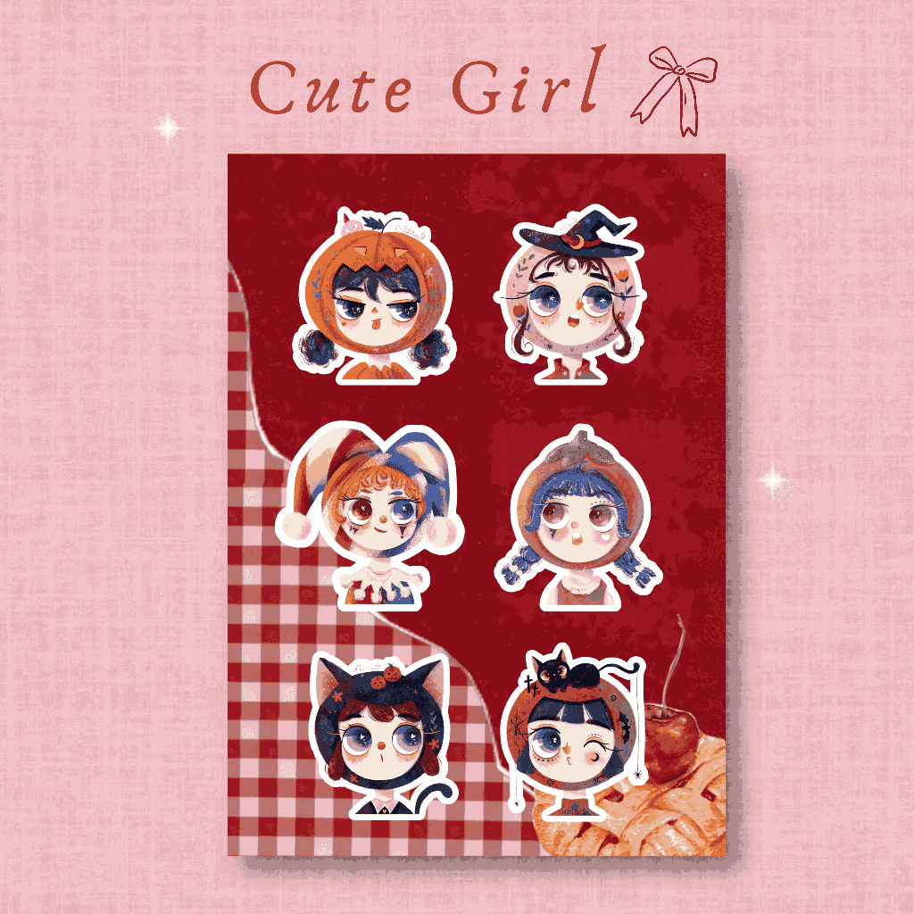 

Cute Girl - Aesthetic Vinyl Sticker Pack with Kiss Cut (A6)