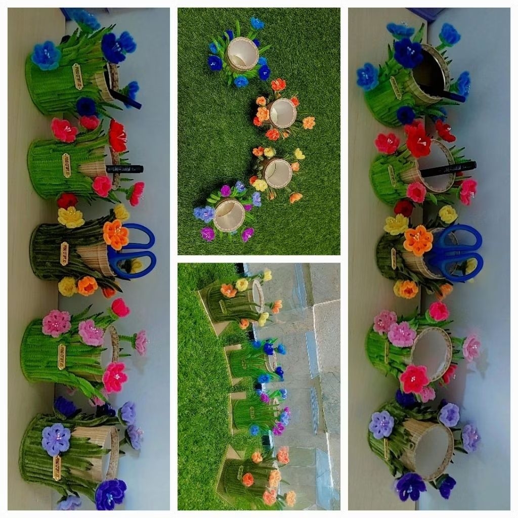 Tempt pulpen estetic/tempat pulpen kantor/pot pulpen/pulpen hias/ tempat pulpen kawat bulu/kawat bul