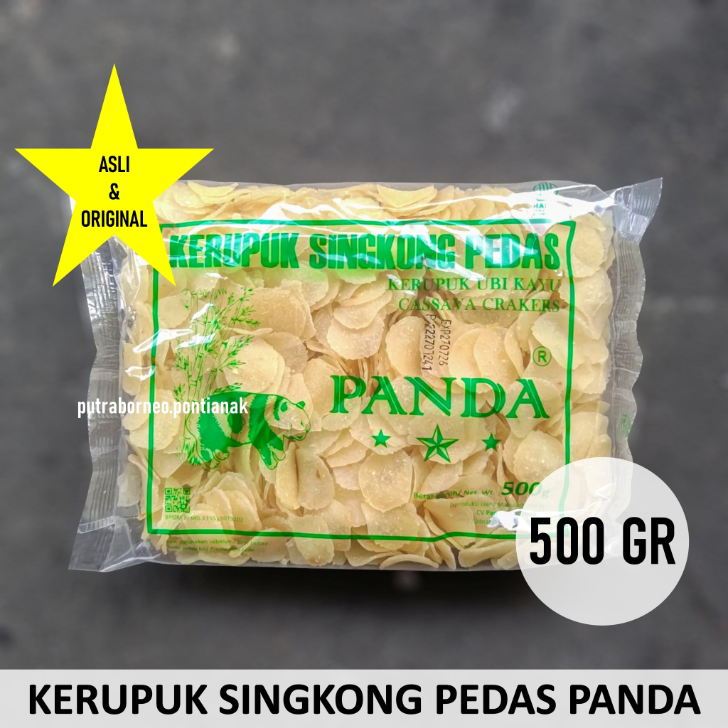 

Kerupuk Singkong Mentah Cap Panda 500gr / Krupuk Singkong Pedas Mentah