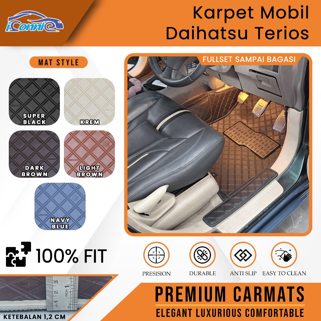 Karpet Mobil Iconnie Toyota Rush Daihatsu Terios Tahun 2006-2020 Fullset Bagasi