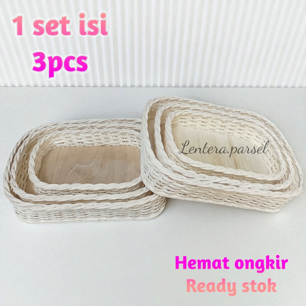 keranjang parsel 1 set isi 3 model kotak pingul/parsel hantaran & lamaran kotak rotan