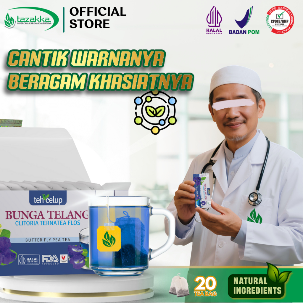 

TAZAKKA Teh Bunga Telang Isi 20 Kantung Celup Tea Bag Herbal Antioksidan Dan Relaksasi Alami