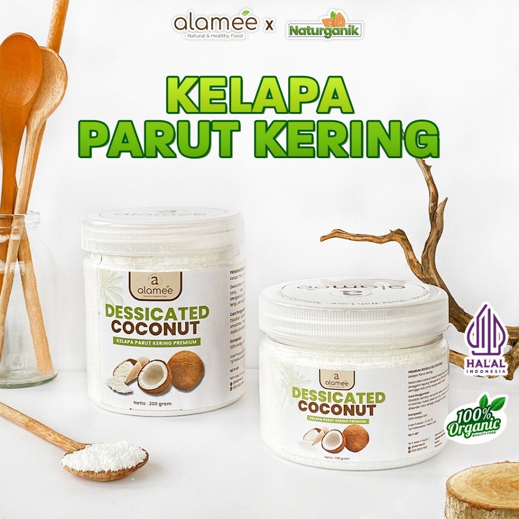 

ALAMEE Dessicate Coconut Kelapa Parut Kering Coconut Flakes Topping Kue Kelapa Kering 200gr Naturganik
