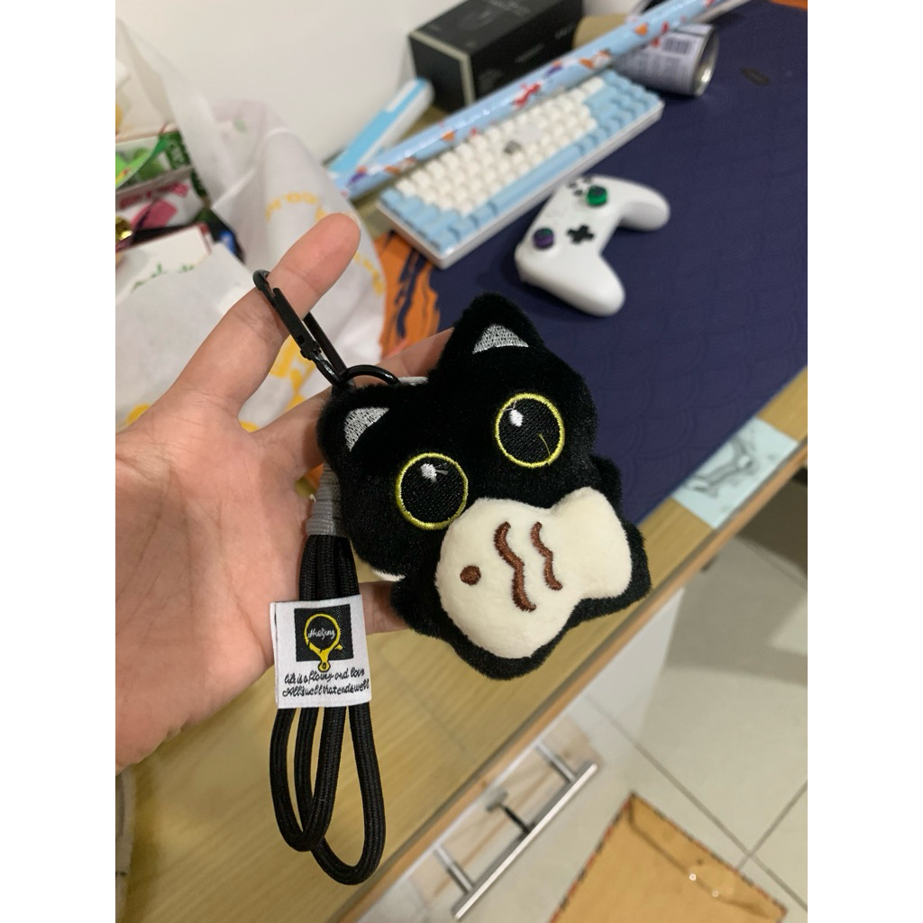 (REAL PICT) GANTUNGAN BONEKA KUCING HITAM. PREMIUMM BAHAN BAGUS PUOLLLL. IMPORT CHINA GANTUNGAN TAS,