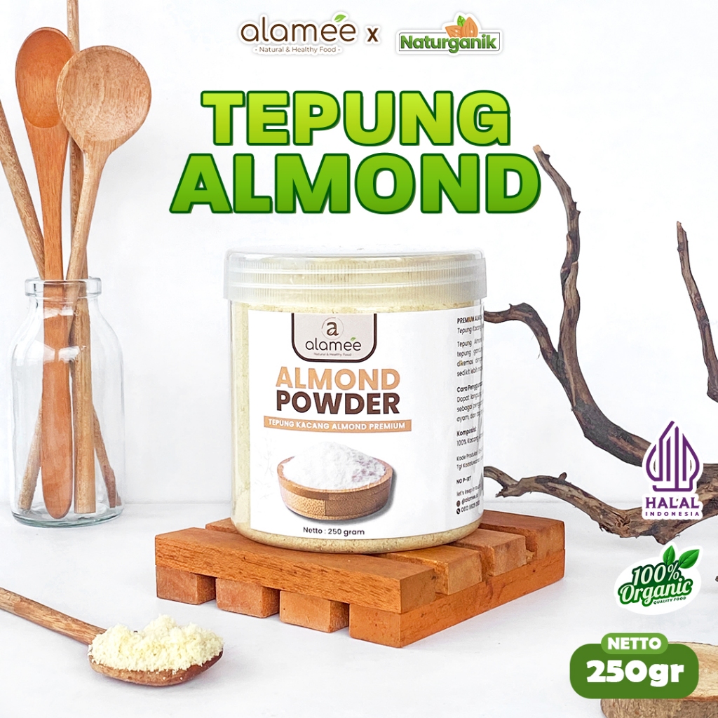 

ALAMEE Tepung Almond Bubuk Almond Powder Almond Flour Tanpa Campuran Gluten FREE 250gr Naturganik