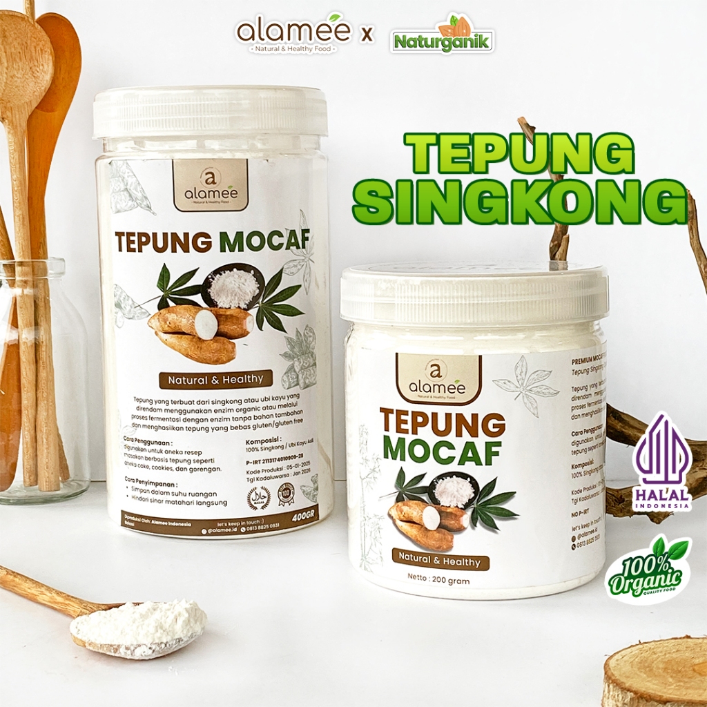 

ALAMEE Tepung Mocafine Gluten Free Tepung Singkong Sehat Rendah Gula High Fiber 400gr Naturganik