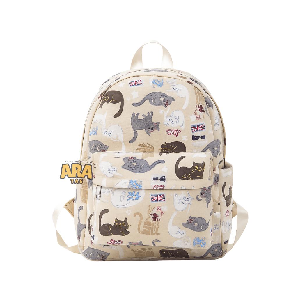 Ara Tas Ransel Wanita Mini Kanvas Polkadot Tas Cewek Korea Cute Ransel Punggung Perempuan Kekinian