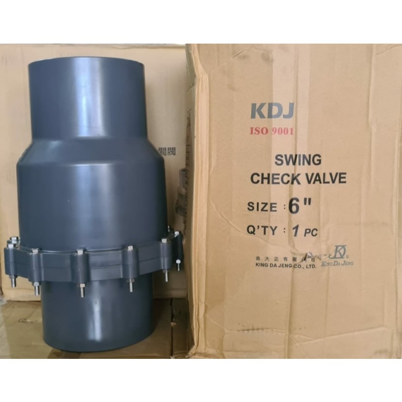 KDJ Swing Check Valve 6 Inch PVC Model Klep Tabok 6" POLOS 6 Dim Socket Made in Taiwan