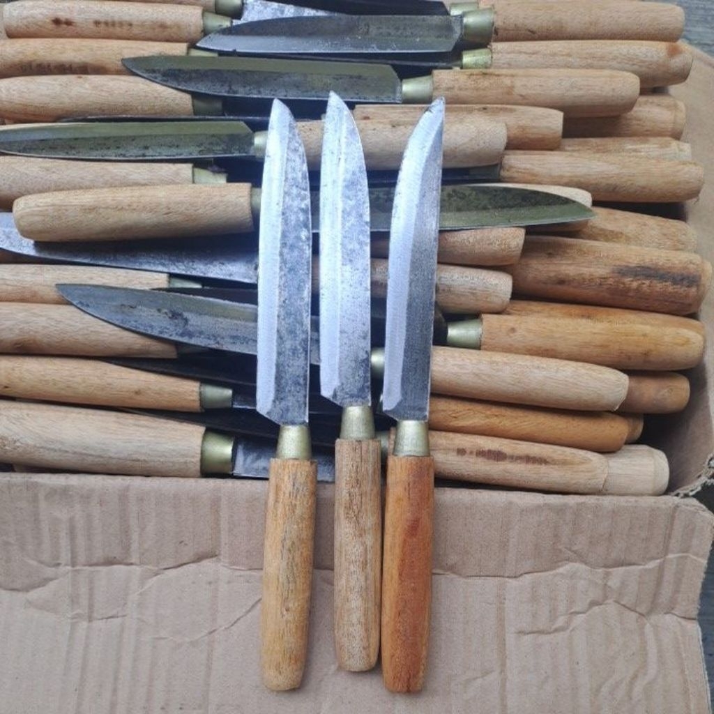 3 pcs pisau dapur kecil bahan baja gergaji, pisau tajam, pisau seset, pisau kupas buah, bisau iris d