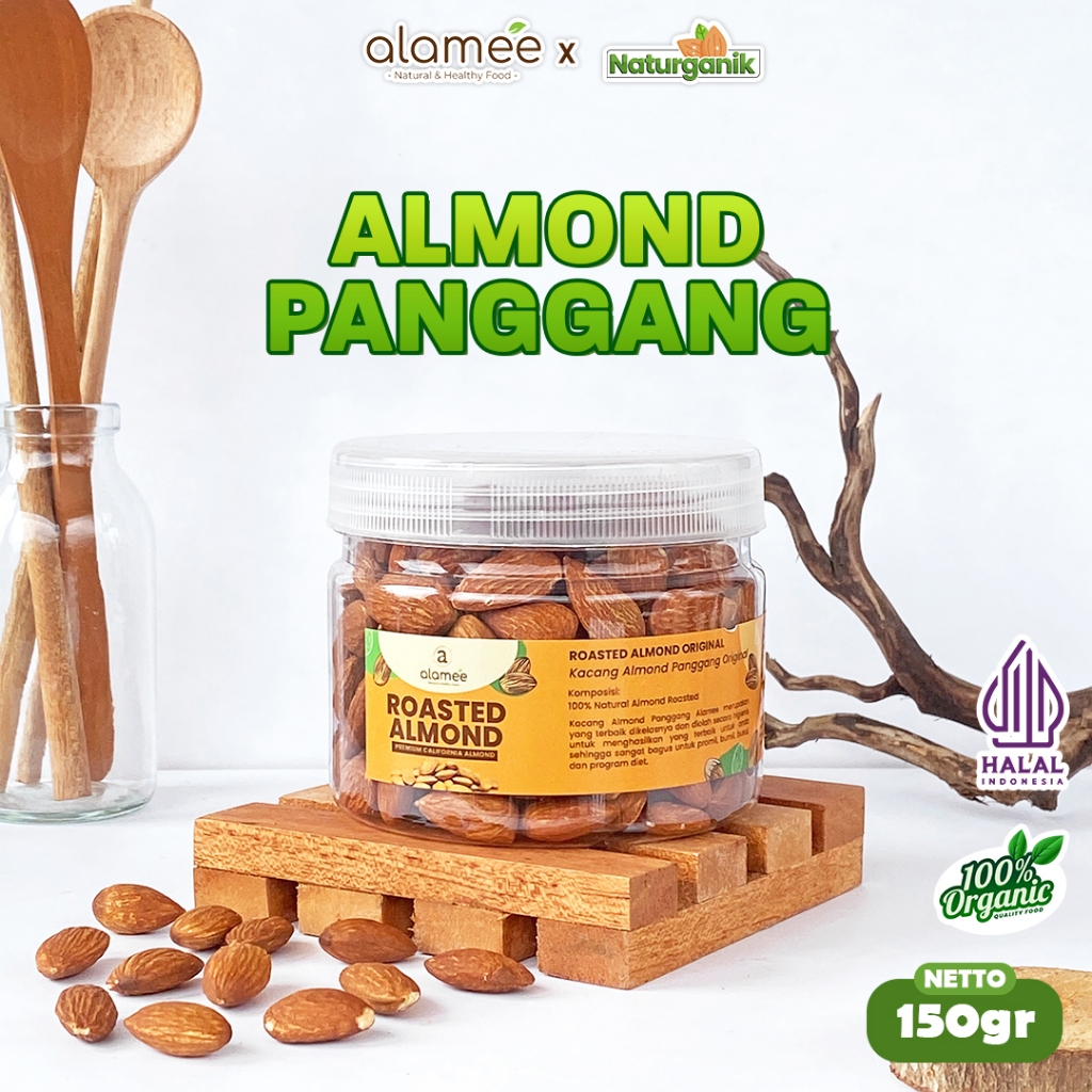 

ALAMEE Roasted Almond Kacang Almon Panggang Grade A California Organik 150 Gram Naturganik