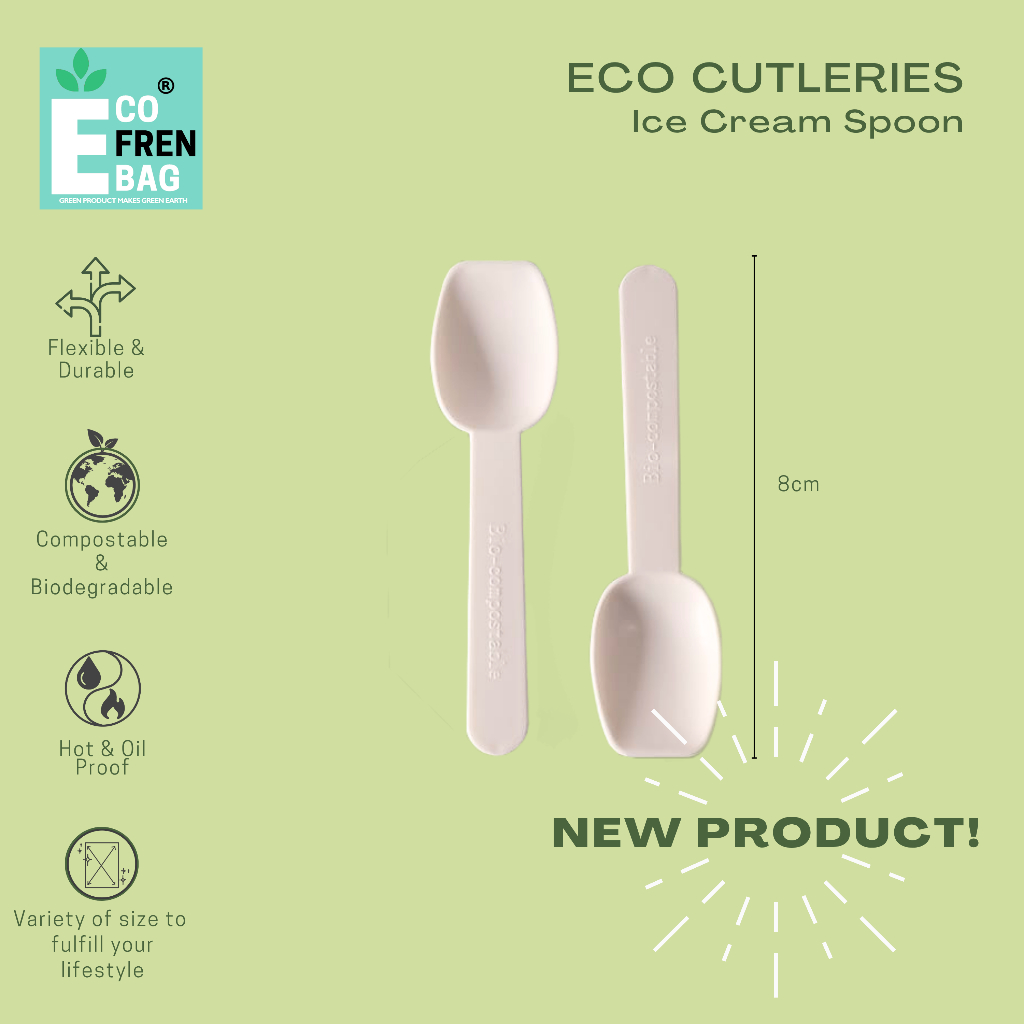 ECOFRENBAG FDA Approved Sendok Es Krim Jagung ramah lingkungan