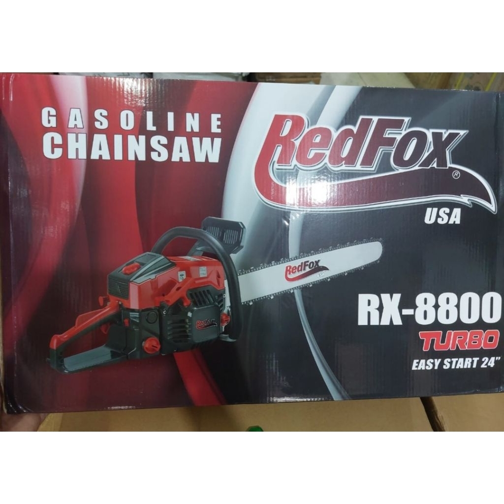 chainsaw 24 inch bar laser 65 cc REDFOX RF8800 TURBO/ Mesin gergaji 24 inch laser redfox rf8800