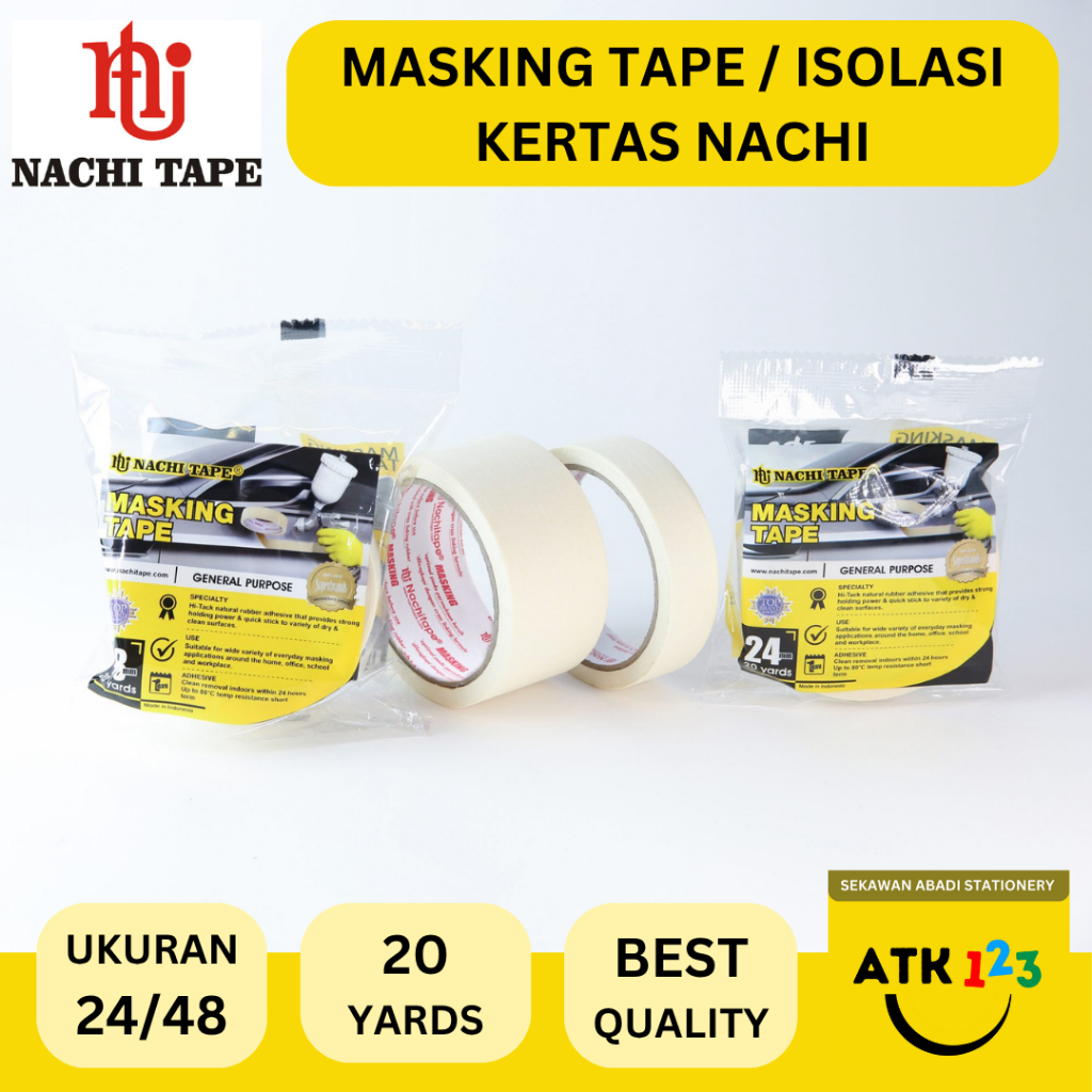 

NACHI Masking Tape / Isolasi Kertas Merk Nachi 24mm x 20 yards
