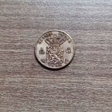 Koin Perak 1/10 Gulden tahun 1891