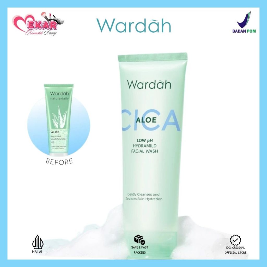 WARDAH Nature Daily Aloe Hydramild Facial Wash - Gel pembersih wajah - Dilengkapi Natural Aloe Vera 