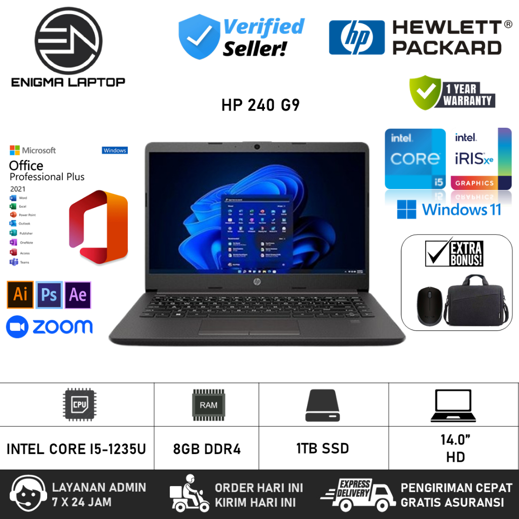 Laptop HP 240 G9 Intel i5 1235U RAM 8GB 512GB SSD 14.0 HD Windows 11 Home