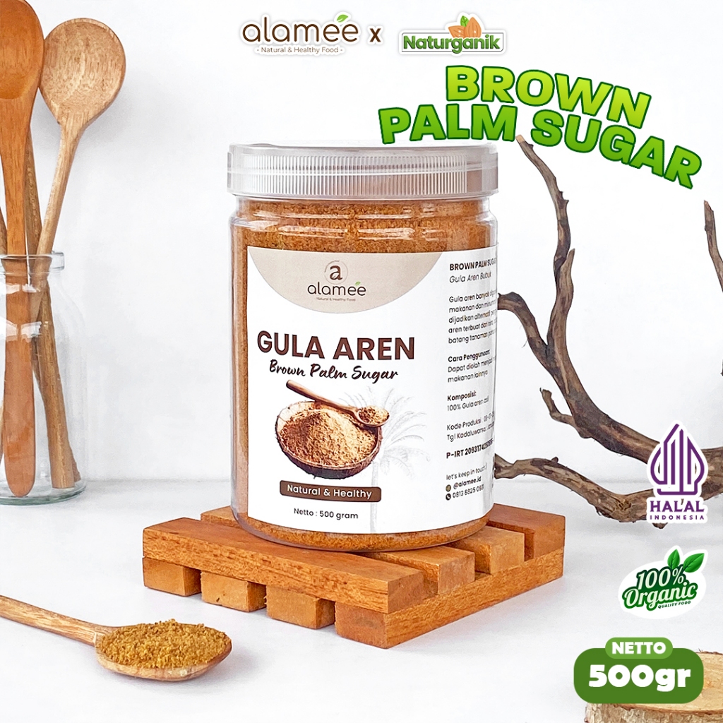 

ALAMEE Gula Aren Asli Bubuk Pure Palm Sugar Organik Premium Semut Powder Organic 500gr Naturganik