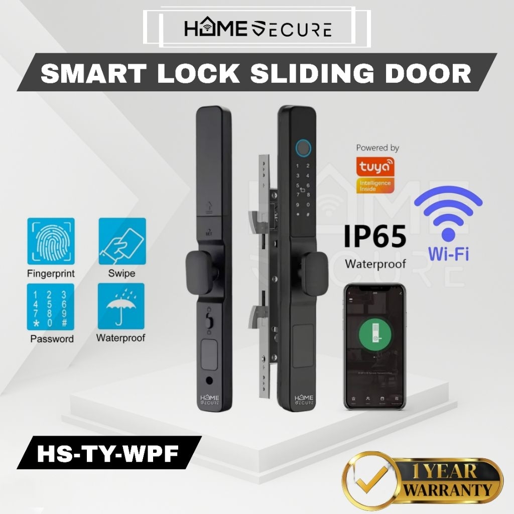 Smart Door Lock Fingerprint Tuya App Wifi Untuk Pintu Sliding Door / Smartlock Untuk Pintu Geser Alm