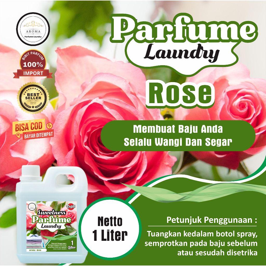 Parfum Laundry Aroma Bunga Rose 1 Liter / Parfum Laundry Tahan Lama / Bibit Parfum Grade A