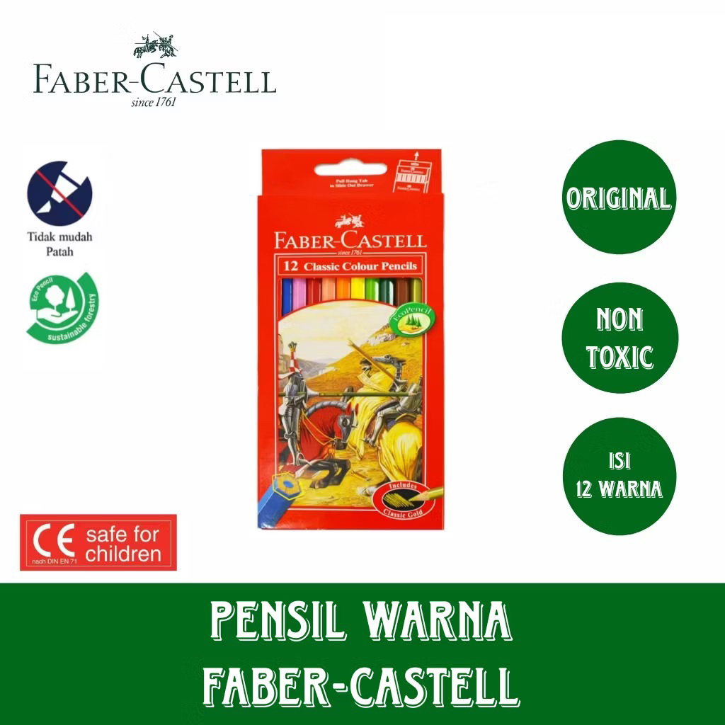 

Pensil 12 w Panjang Faber-Castell Classic / PENSIL WARNA FABER CASTELL 12 WARNA UKURAN PANJANG / CLASSIC COLOUR PENCILS