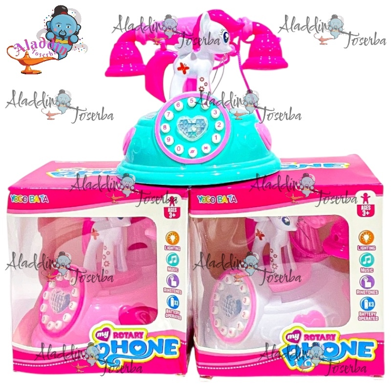 MAINAN ANAK PEREMPUAN HP TELEPON TELEPHONE KUDA PONI MY ROTARY PHONE LAMPU & SUARA [YD3] - MAINAN TE