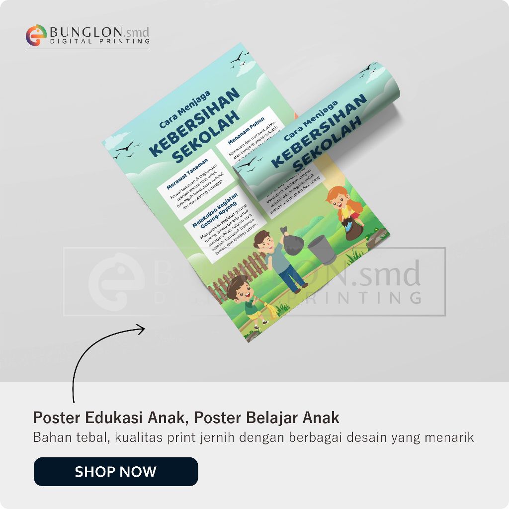 

Poster Cara Menjaga Kebersihan Sekolah Model Hijau Biru