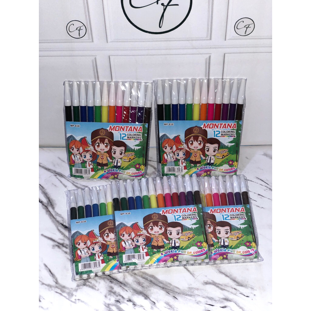 

N/A MONTANA Spidol Warna 12 Coloring Markers Drawing Marker Full Of Colors MP-838
