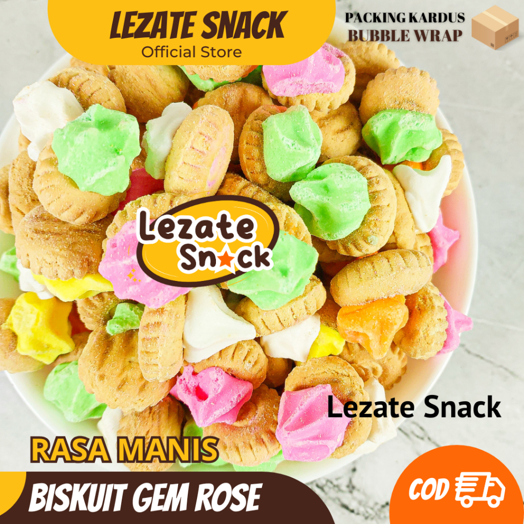 

Gem Rose Biskuit 1KG Murah Enak Renyah Kiloan / Kue Gemrose Biskuit Gem Bunga Roti Kering Manis Roti Mawar 1/5KG LEZATE SNACK