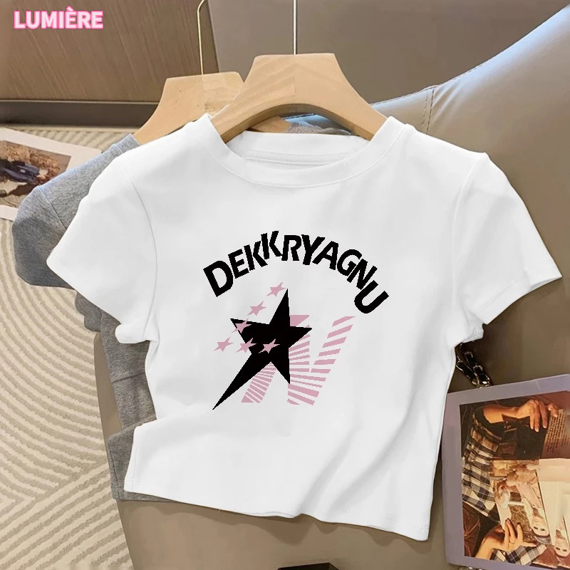 [COD]T-shirt Crop Top Tebal Lengan Pendek Baju Kaos Crop Wanita |Baju Atasan Wanita Terbaru-LUMIÈRE