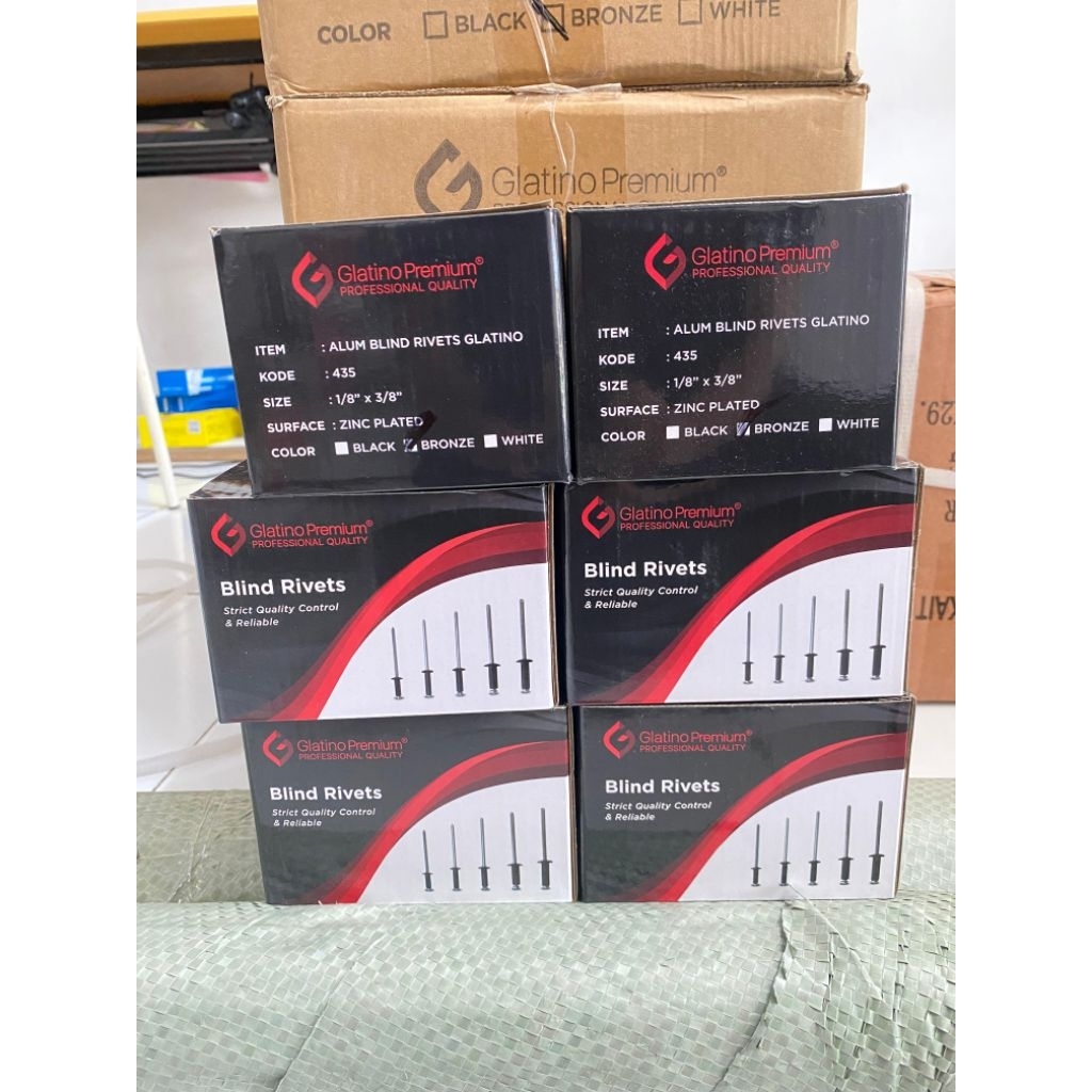 Paku Rivet 435 Glatino @1000pcs / paku rivet warna Putih, Hitam, Coklat isi 1000pcs
