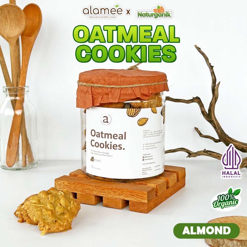 

ALAMEE Oatmeal Diet Cookies - Almond Cemilan Sehat Healthy Snack Oat Organik Naturganik