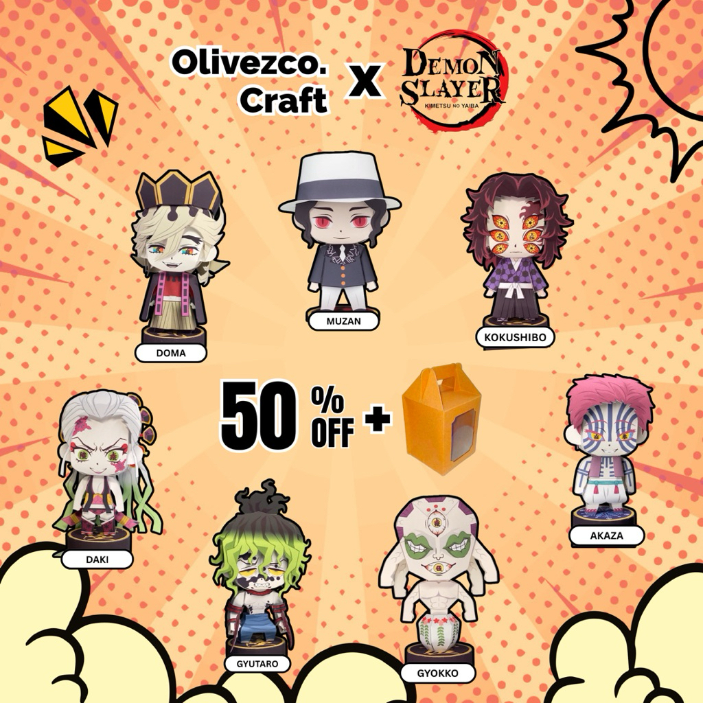 Papercraft (JADI) Figur Anime Demon Slayer (Demon) 10cm – Handmade Siap Pajang | Bonus Box | Koleksi