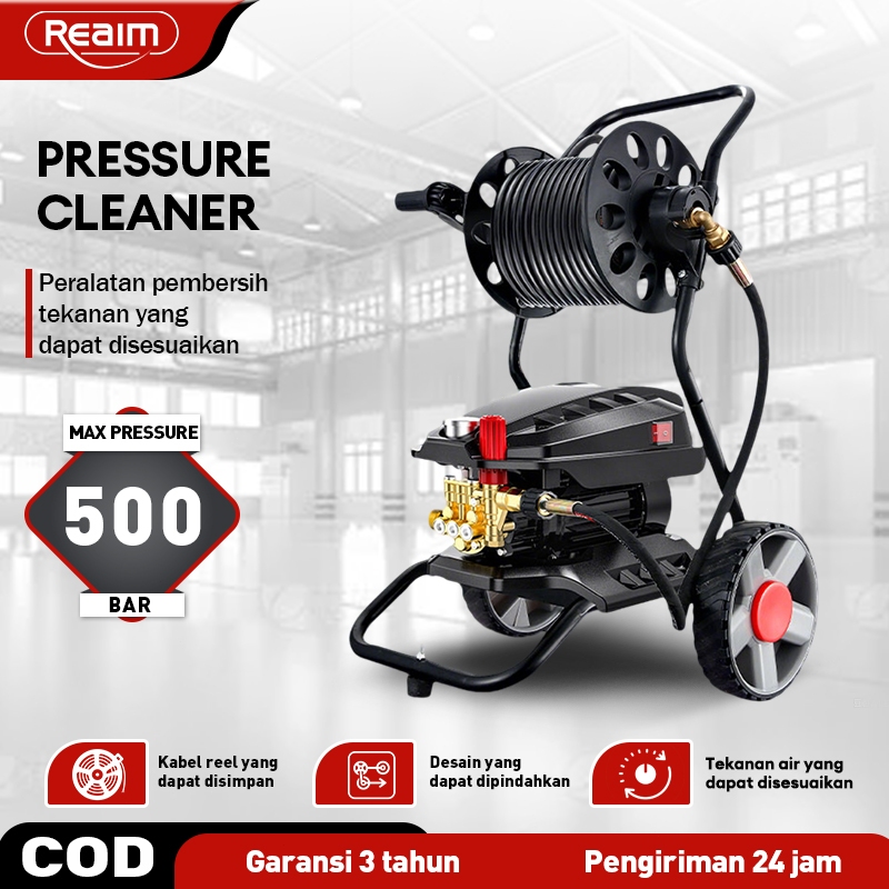 Reaim jet cleaner mesin semprotan kencang 800W500bar cuci mobil motor alat cuci motor gulung selang