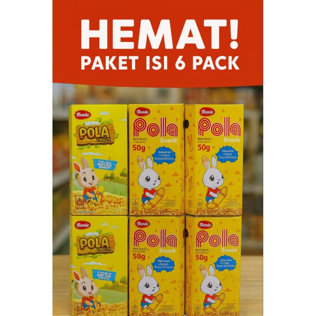 

PAKET ISI 6 PACK MONDE POLA SNACK 50 GRAM HEXA BOX / CAMILAN